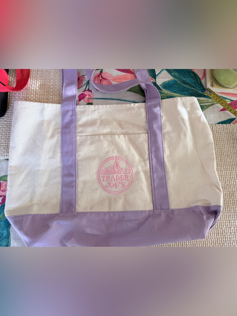 Lavender & Cream Trader Joe’s Large Tote Bag